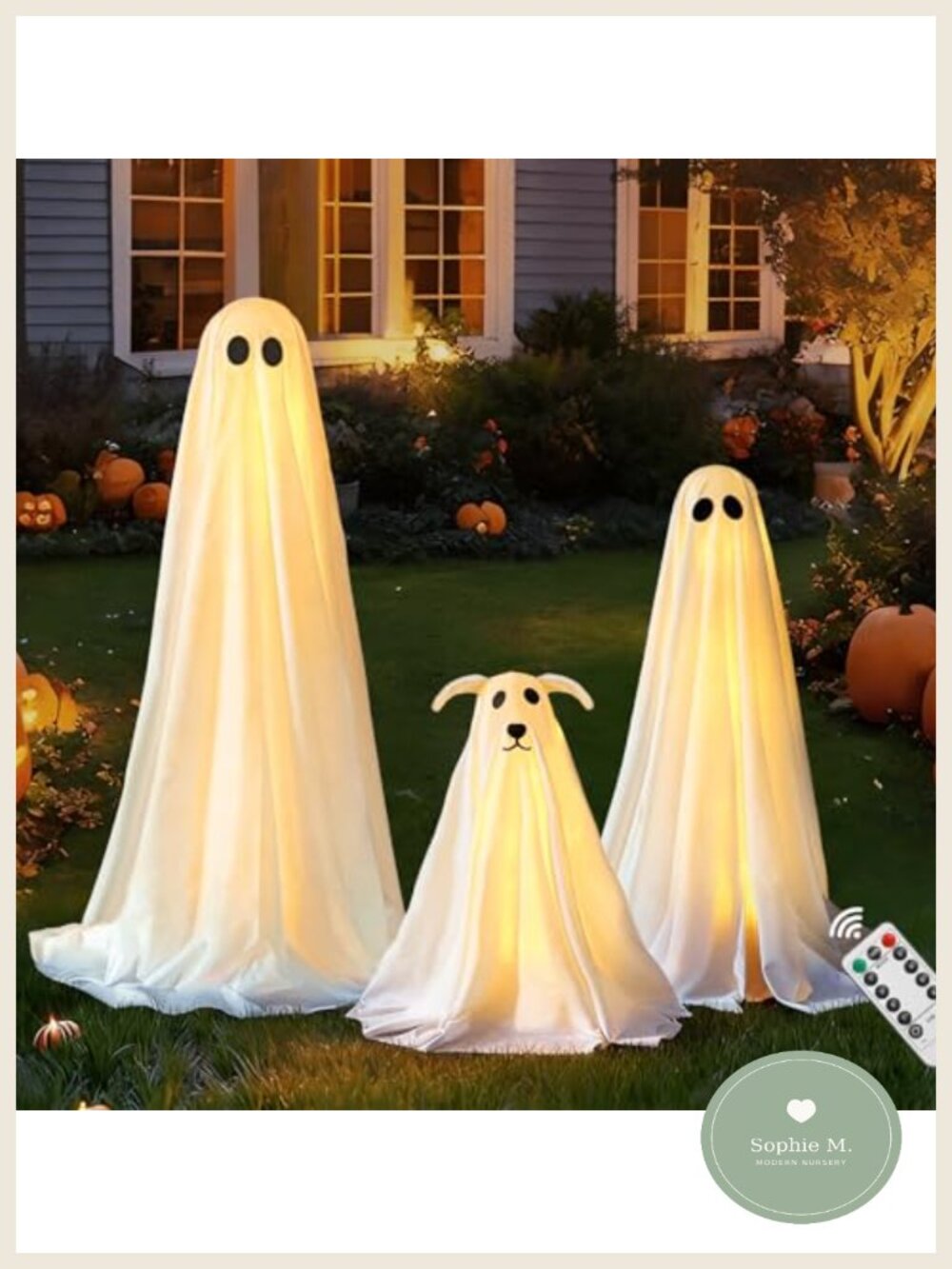 3 Pack Lighted Ghost Halloween Yard Decorations with Remote